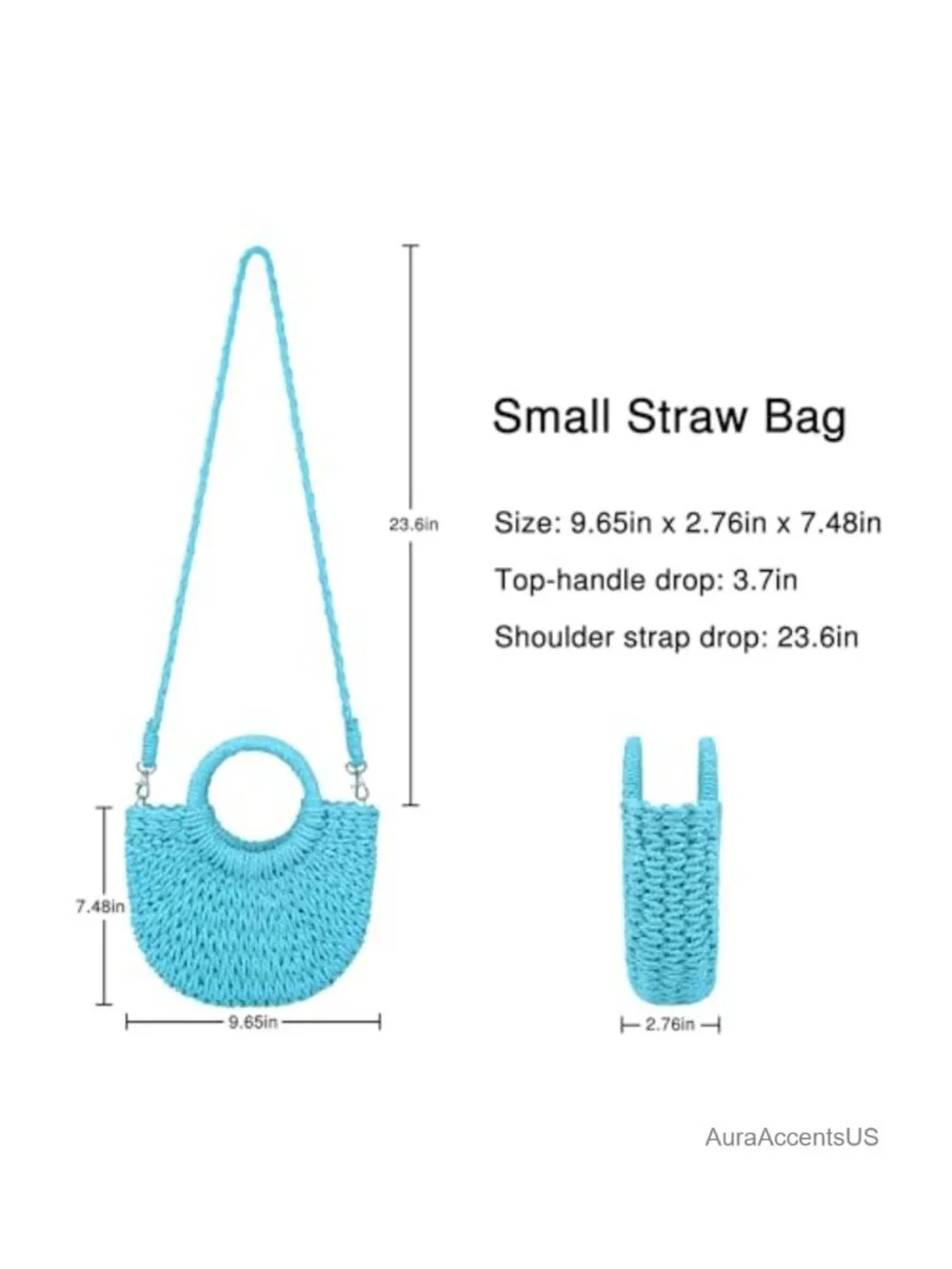 Straw Beach Bag Woven Crossbody Shoulder Satchel Handbag Purse